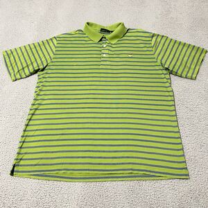 Vintage Masters Amen Corner Polo Shirt Mens XL Green Striped Mercerized Cotton